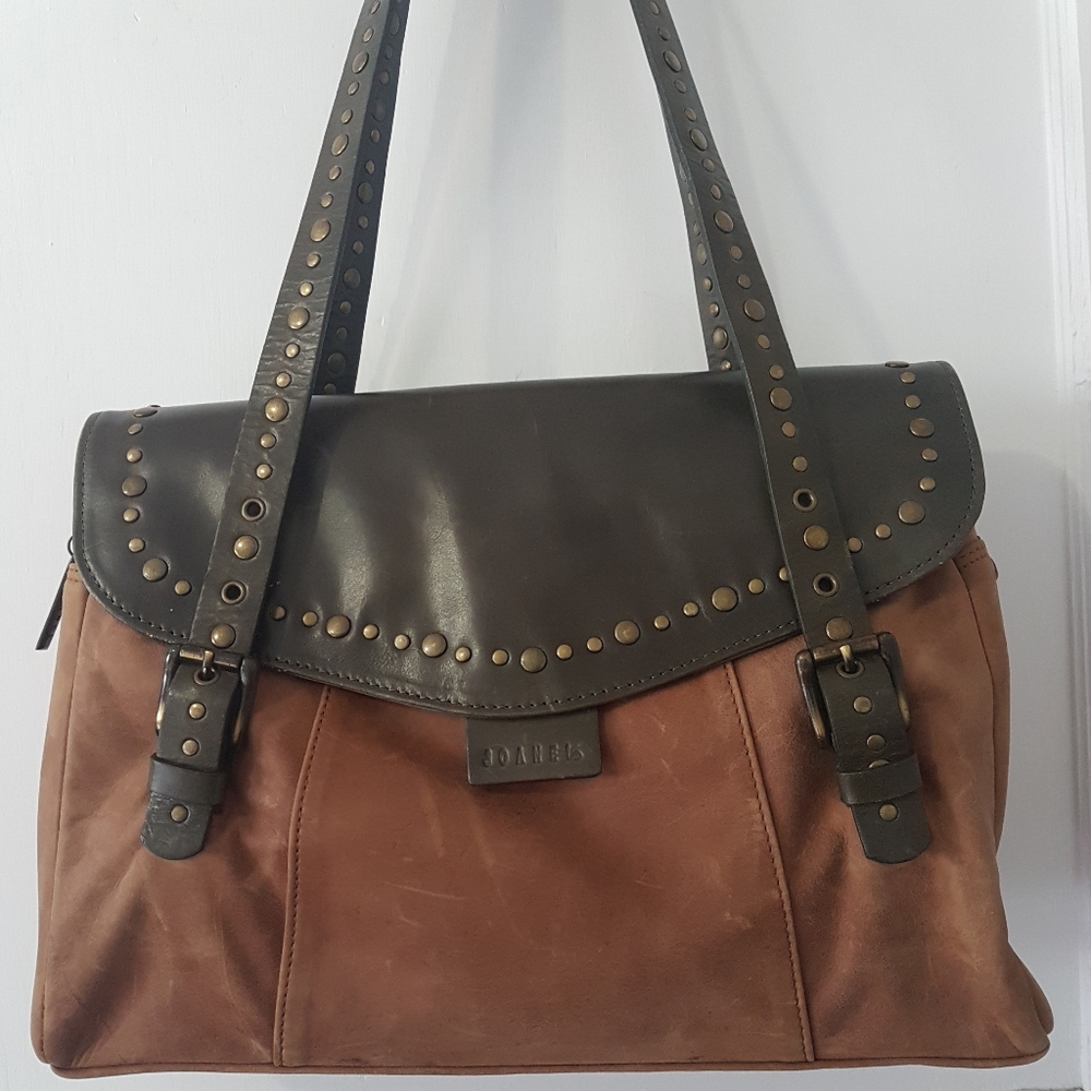 Joanel Y2K Leather and Suede Studded Shoulder Tote Hand Bag Sz OS